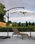 9.5' White Polyester Hexagonal Cantilever Patio Umbrella with Stand