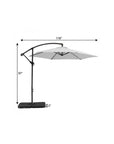 9.5' White Polyester Hexagonal Cantilever Patio Umbrella with Stand