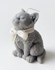 6" Gray Unscented Dimensional Cat Candle Round Novelty