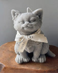 6" Gray Vanilla Scented Dimensional Cat Candle Round Novelty