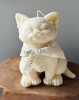 6" Ivory Vanilla Scented Dimensional Cat Candle Round Novelty