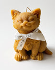 6" Brown Vanilla Scented Dimensional Cat Candle Round Novelty