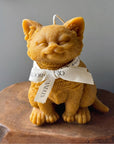 6" Brown Vanilla Scented Dimensional Cat Candle Round Novelty