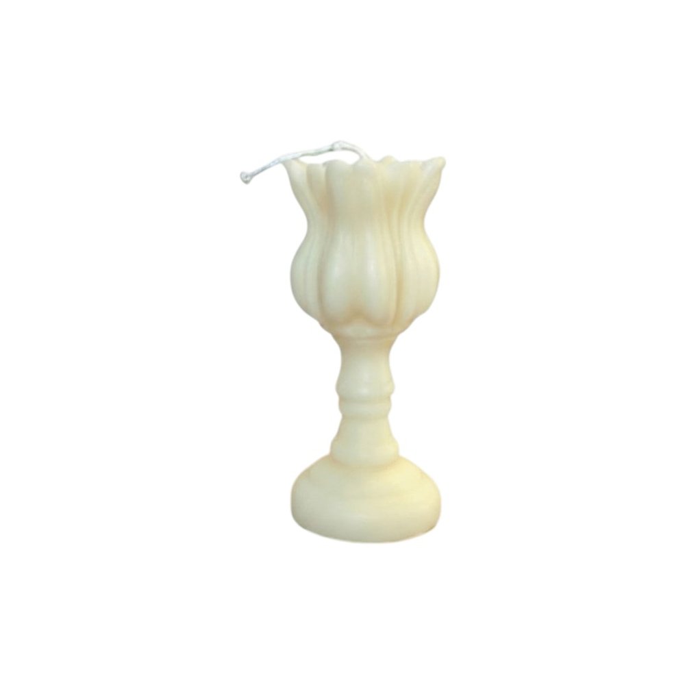 5" Ivory Rose Petals Scented Dimensional Flower Candle Round Novelty