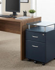 Gray Glass And Metal Two Drawer Rolling Filing Cabinet