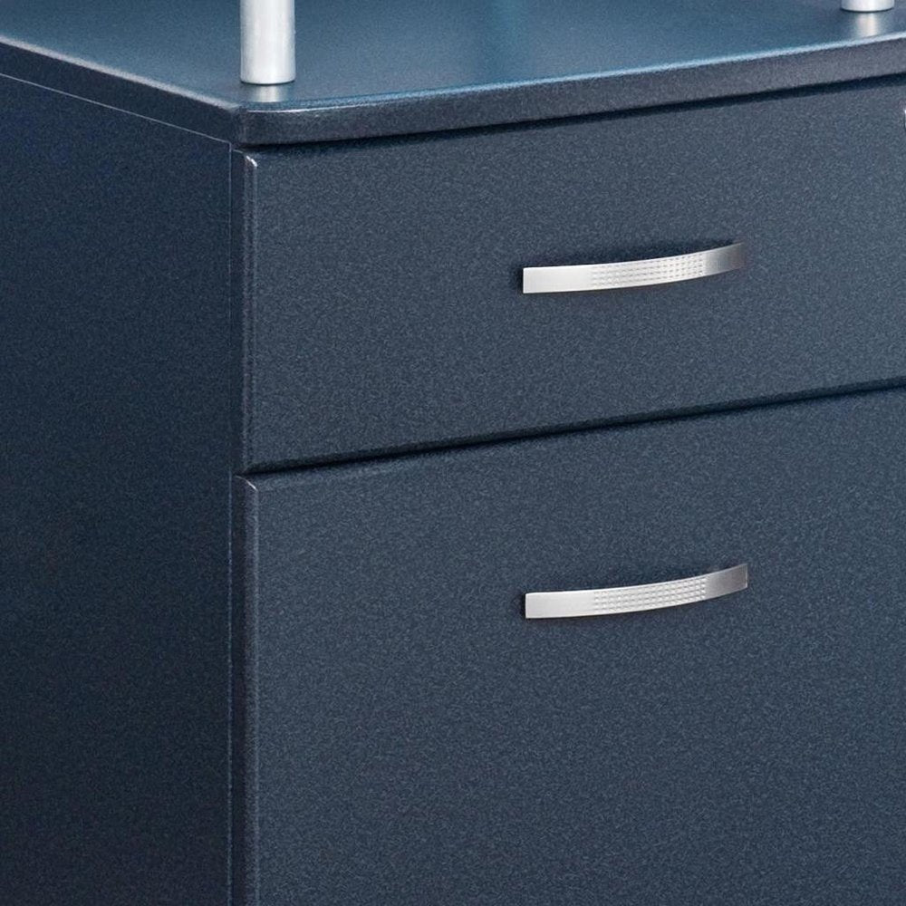 Gray Glass And Metal Two Drawer Rolling Filing Cabinet