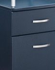 Gray Glass And Metal Two Drawer Rolling Filing Cabinet