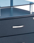 Gray Glass And Metal Two Drawer Rolling Filing Cabinet