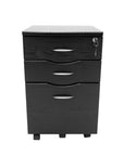 25" Espresso Wood Three Drawer Rolling Filing Cabinet