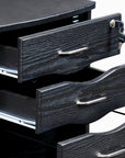 25" Espresso Wood Three Drawer Rolling Filing Cabinet