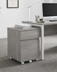 23" Gray Wood Two Drawer Rolling Filing Cabinet