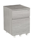 23" Gray Wood Two Drawer Rolling Filing Cabinet