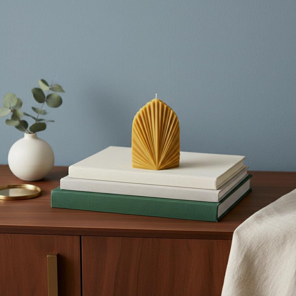 6" Gold Black Ice Scented Dimensional Palm Leaf Candle