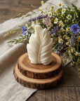 6" Ivory Black Ice Scented Dimensional Feather Candle Novelty Novelty
