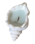6" Light Blue Sea Salt And Orchid Scented Soy Wax Candle In White Resin Novelty Holder