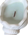6" Light Blue Sea Salt And Orchid Scented Soy Wax Candle In White Resin Novelty Holder