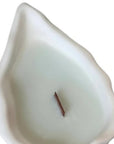 6" Light Blue Unscented Soy Wax Candle In White Resin Novelty Holder
