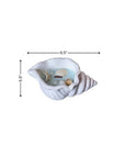 6" Light Blue Sea Salt And Orchid Scented Candle In White Resin Novelty Holder With Shells