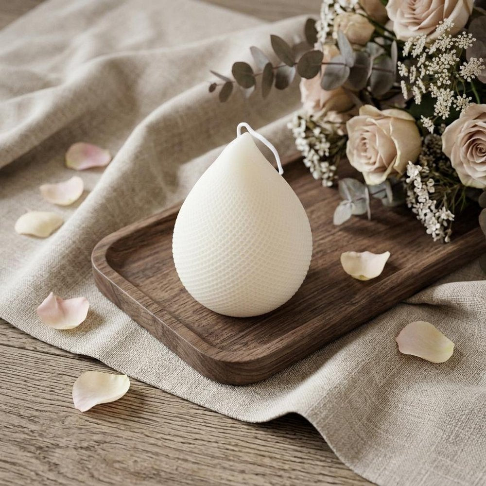 5" Ivory Ocean Breeze Scented Dimensional Teardrop Candle Novelty Novelty