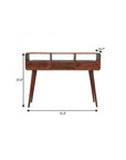 51" Chestnut Solid Wood Console Table With Three Shelves And Three Drawers