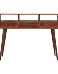 51" Chestnut Solid Wood Console Table With Three Shelves And Three Drawers