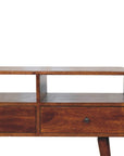 51" Chestnut Solid Wood Console Table With Three Shelves And Three Drawers