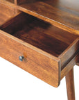 51" Chestnut Solid Wood Console Table With Three Shelves And Three Drawers