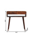 35" Chestnut Solid Wood Console Table With Shelf And Two Drawers