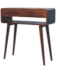 35" Chestnut Solid Wood Console Table With Shelf And Two Drawers