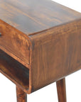 35" Chestnut Solid Wood Console Table With Shelf And Two Drawers