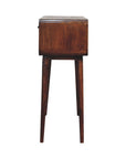 35" Chestnut Solid Wood Console Table With Shelf And Two Drawers