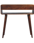 35" Chestnut Solid Wood Console Table With Shelf And Two Drawers