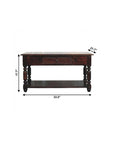 34" Brown Solid Wood Console Table With Shelf And Drawer