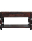 34" Brown Solid Wood Console Table With Shelf And Drawer