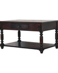 34" Brown Solid Wood Console Table With Shelf And Drawer