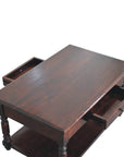 34" Brown Solid Wood Console Table With Shelf And Drawer