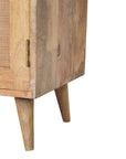 41" Beige And Oak Boucle And Solid Wood Upholstered Storage Bench With Cabinet And Shelves