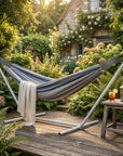 Gray Striped Single Spreader Bar Hammock