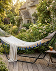 Ivory Single Spreader Bar Hammock With Tassels