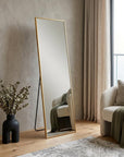 67" Black Aluminum Freestanding And Wall Mounted Framed Full Length Mirror