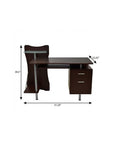51" Chocolate and Silver Wood and Steel Pedestal Computer Desk With Two Drawers