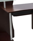 51" Chocolate and Silver Wood and Steel Pedestal Computer Desk With Two Drawers