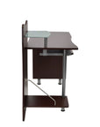 51" Chocolate and Silver Wood and Steel Pedestal Computer Desk With Two Drawers