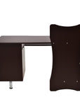 51" Chocolate and Silver Wood and Steel Pedestal Computer Desk With Two Drawers