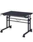 Adjustable Black Wood and Stainless Steel Rolling Writing Desk