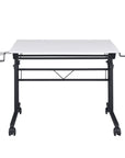 Adjustable White and Black Wood and Stainless Steel Rolling Writing Desk