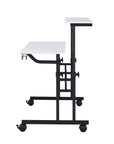Adjustable White and Black Wood and Stainless Steel Rolling Writing Desk