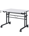 Adjustable White and Black Wood and Stainless Steel Rolling Writing Desk