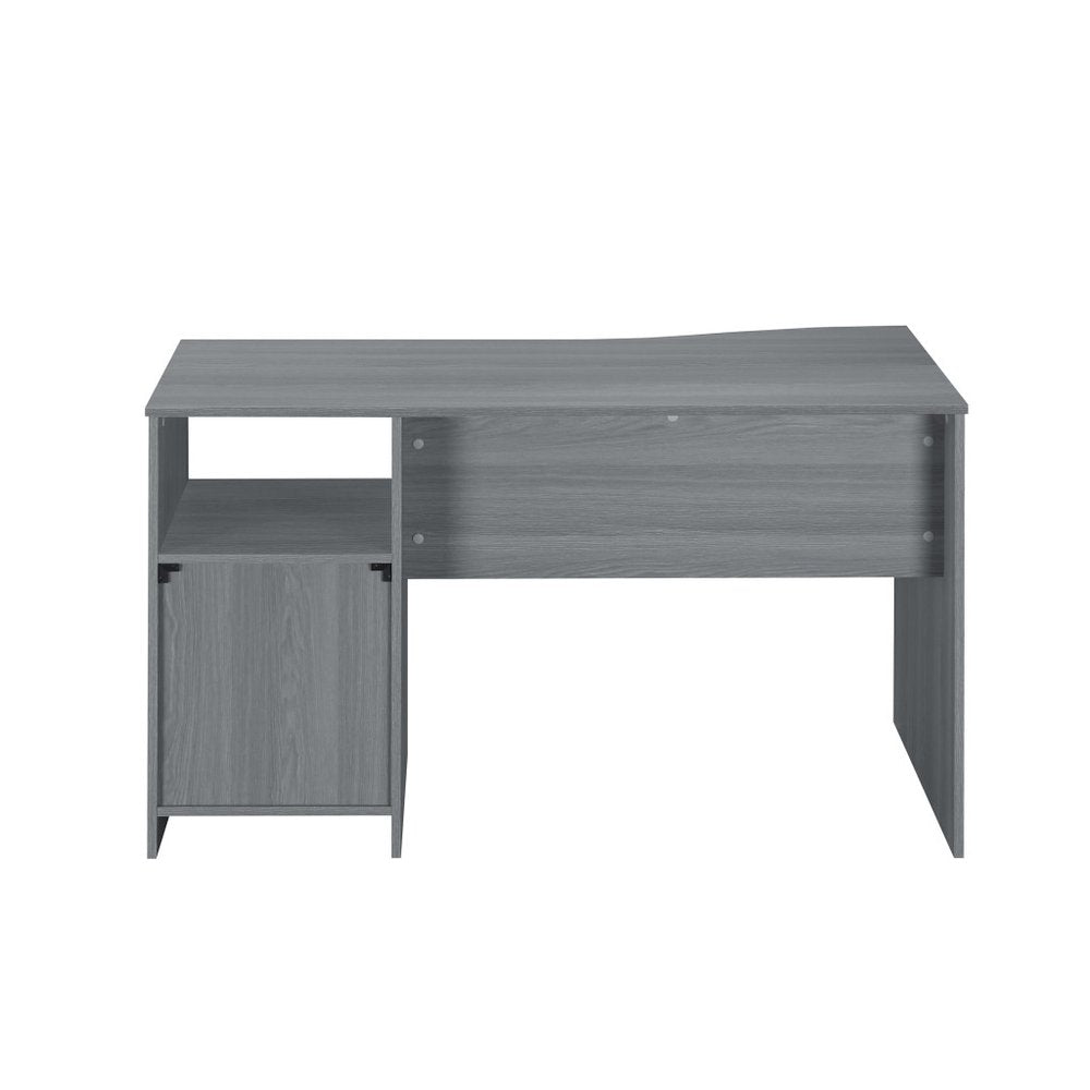 51" Gray Wood Pedestal Computer Desk With Three Drawers