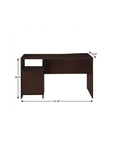51" Dark Brown Wood Pedestal Computer Desk With Three Drawers